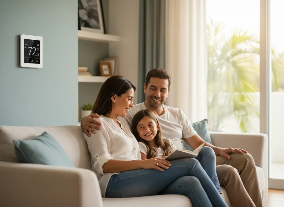 Happy Tampa Bay family enjoying perfect home comfort with Hales AC Comfort Club membership