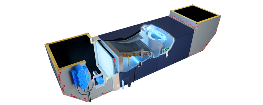 PureBreathe UV-C lamp mounted inside an air handler coil section