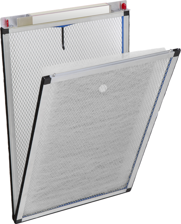 PMAC ElectraGuard polarized media air cleaner unit open showing internal media pad