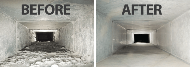 Duct cleaning before and after — Hales AC Tampa Bay