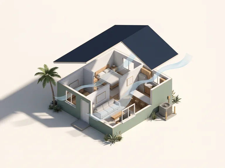 Concept illustration of cooling throughout a home